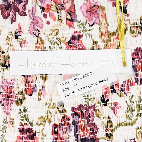 House of Harlow 1960 Floral Mini Skirt Pink Small Cotton Boho Girlcore Summer - Picture 9 of 12